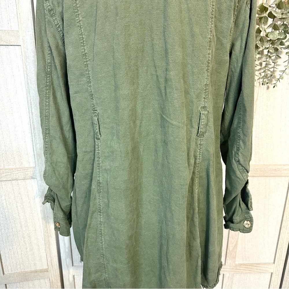 Torrid Army Green Linen Blend Button Front Shirt Jacket NO BELT Plus Size 0X 12 - Picture 11 of 15